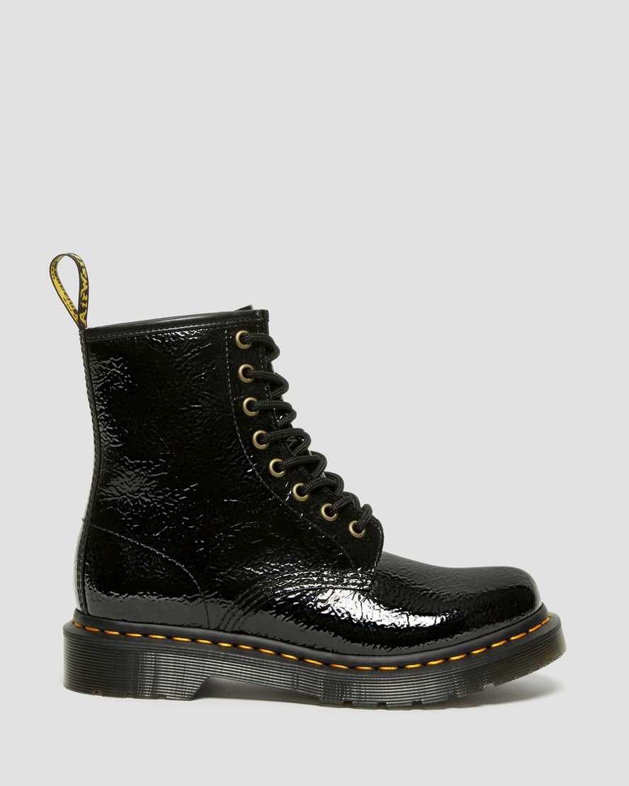 Dr Martens 1460 Distressed Rugan Deri Kadın Bağcıklı Bot Siyah  Türkiye |  28694-OUFL