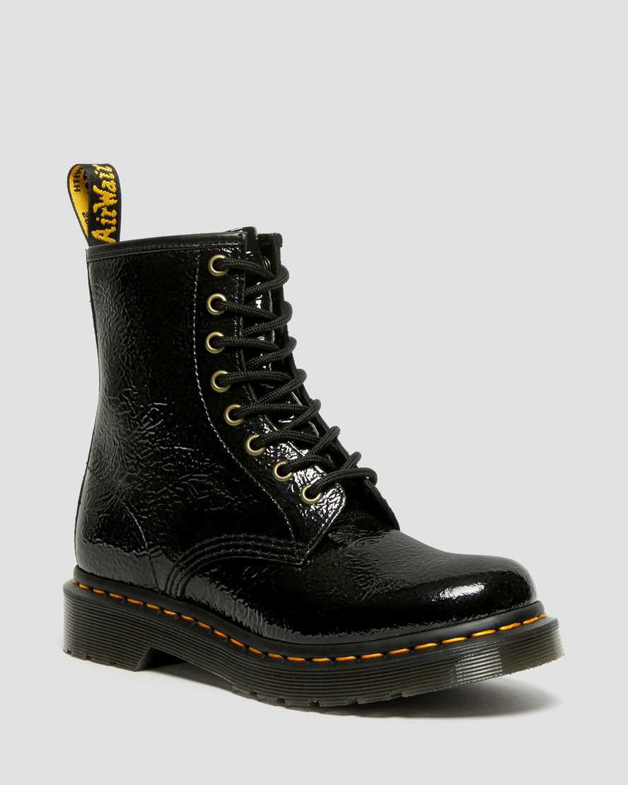 Dr Martens 1460 Distressed Rugan Deri Kadın Bağcıklı Bot Siyah  Türkiye |  28694-OUFL