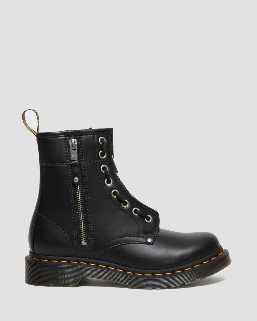 Dr Martens 1460 Double Zip Deri Dantel Up Kadın Bilek Boy Bot Siyah  Türkiye |  02635-NAED