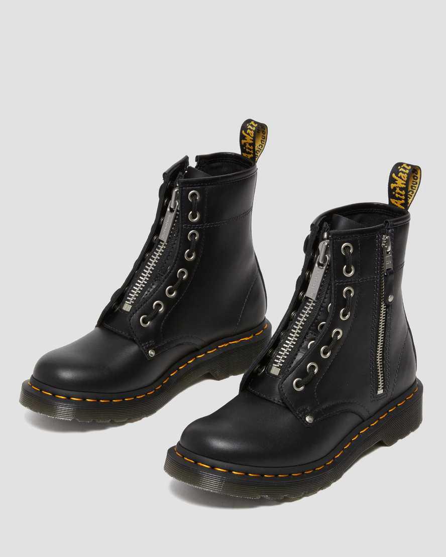 Dr Martens 1460 Double Zip Deri Dantel Up Kadın Bilek Boy Bot Siyah  Türkiye |  02635-NAED