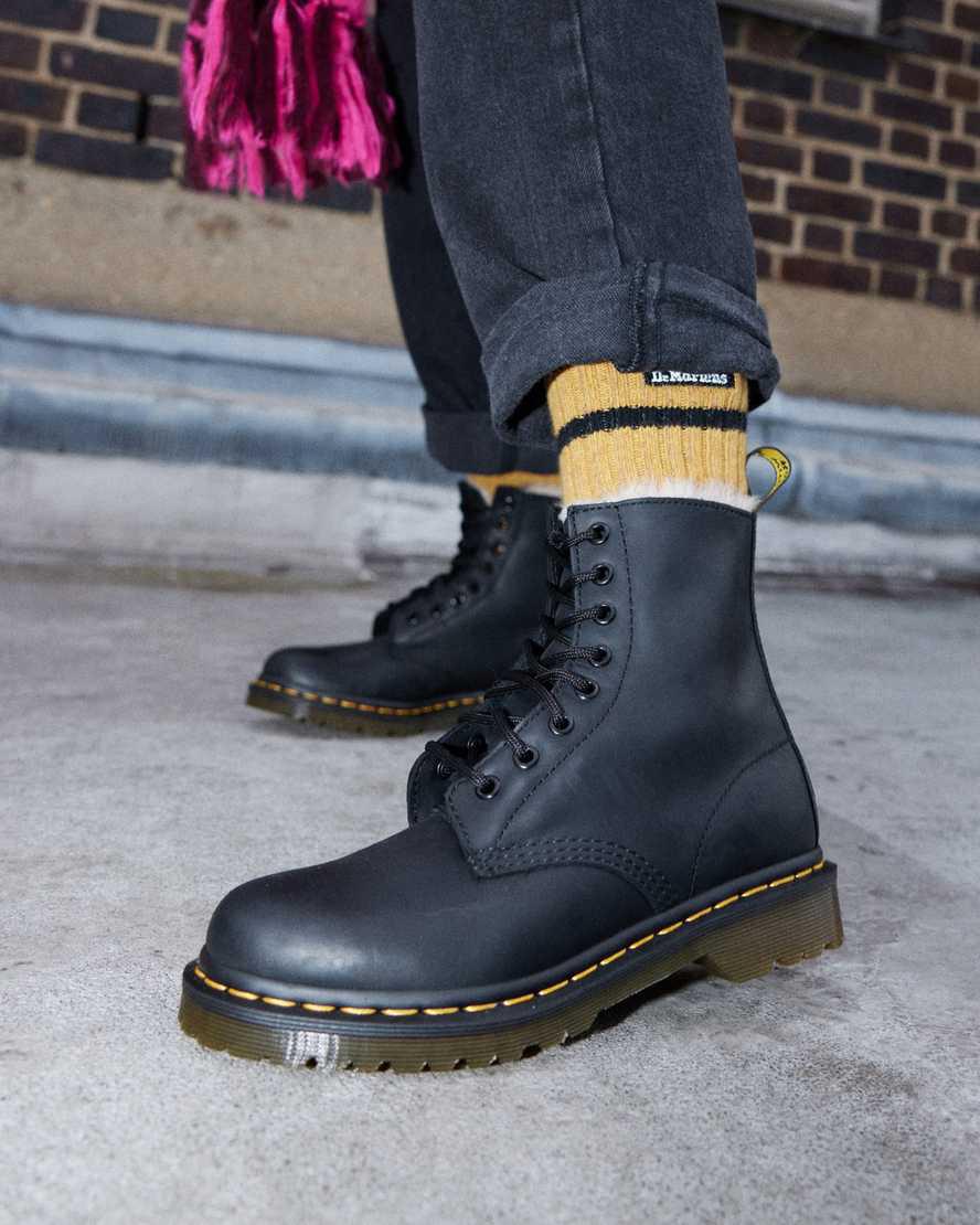 Dr Martens 1460 Faux Fur Astar Dantel Up Kadın Kışlık Botlar Siyah  Türkiye |  62407-NFED