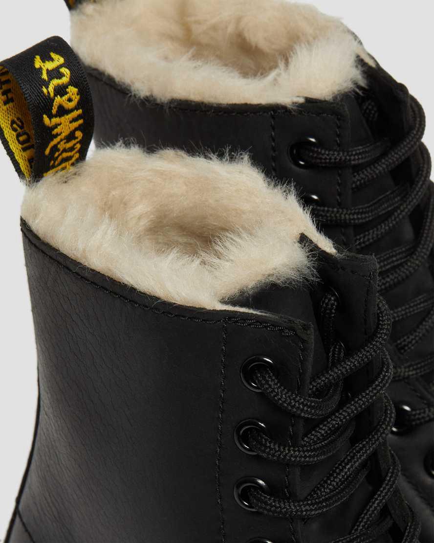 Dr Martens 1460 Faux Fur Astar Dantel Up Kadın Kışlık Botlar Siyah  Türkiye |  62407-NFED