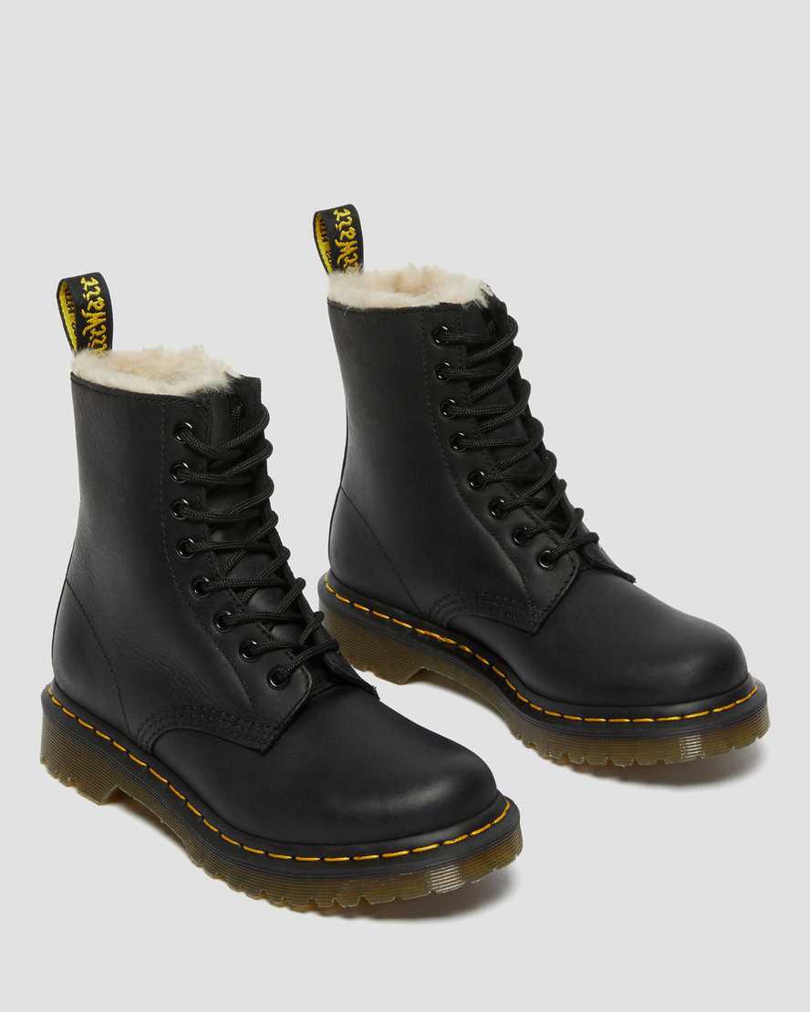 Dr Martens 1460 Faux Fur Astar Dantel Up Kadın Kışlık Botlar Siyah  Türkiye |  62407-NFED