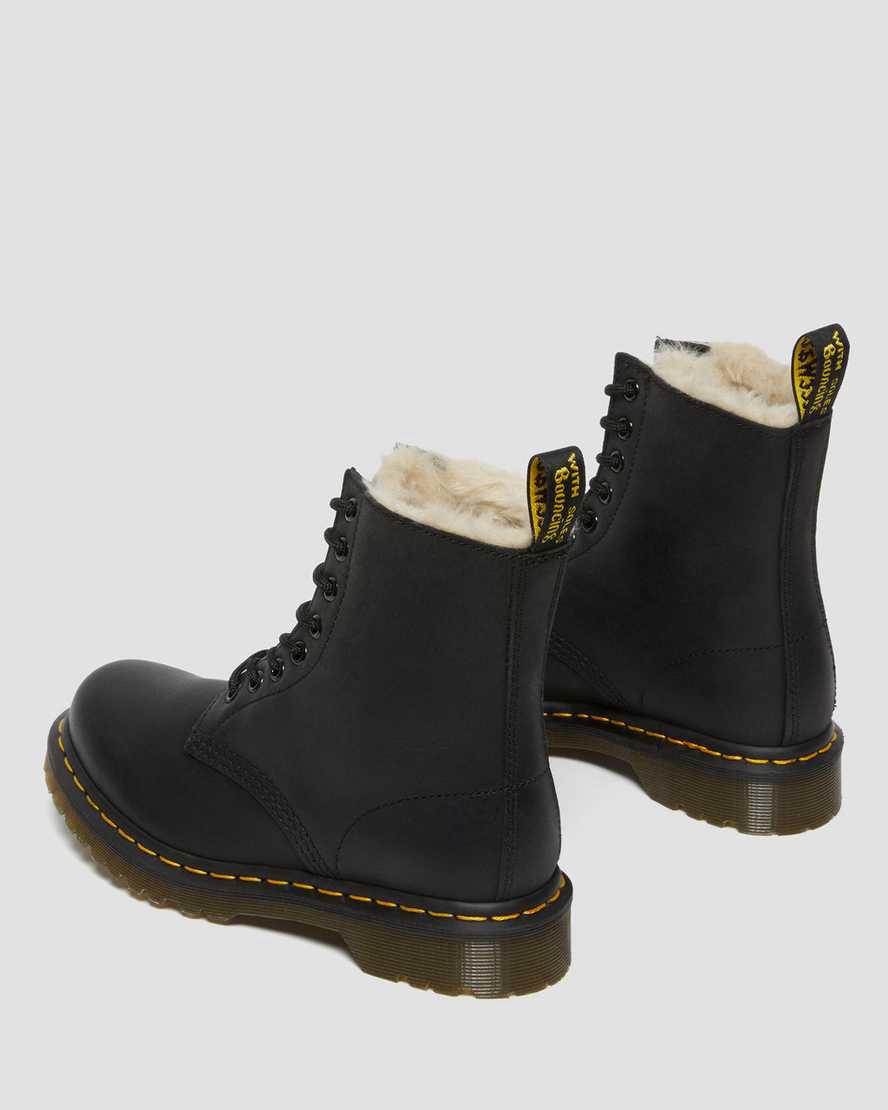 Dr Martens 1460 Faux Fur Astar Dantel Up Kadın Kışlık Botlar Siyah  Türkiye |  62407-NFED