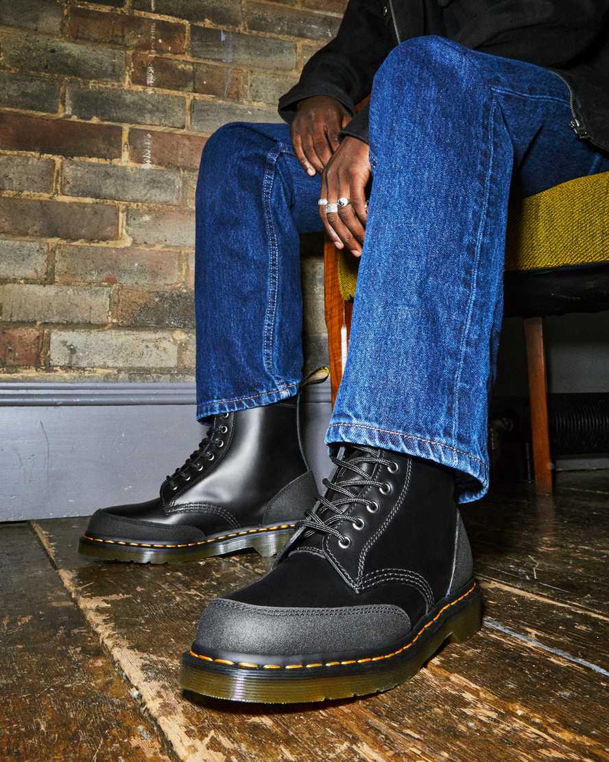 Dr Martens 1460 Guard Panel Deri Dantel Up Kadın Bilek Boy Bot Black/Dual Original  Türkiye |  69840-EGLM