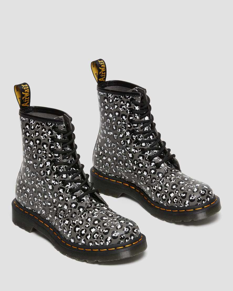 Dr Martens 1460 Leopard Smooth Deri Dantel Up Kadın Bilek Boy Bot Gri  Türkiye |  34791-EVWH