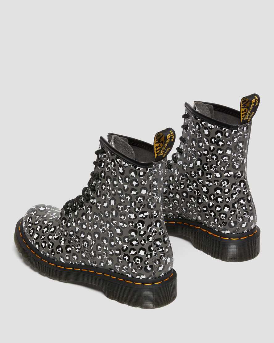 Dr Martens 1460 Leopard Smooth Deri Dantel Up Kadın Bilek Boy Bot Gri  Türkiye |  34791-EVWH