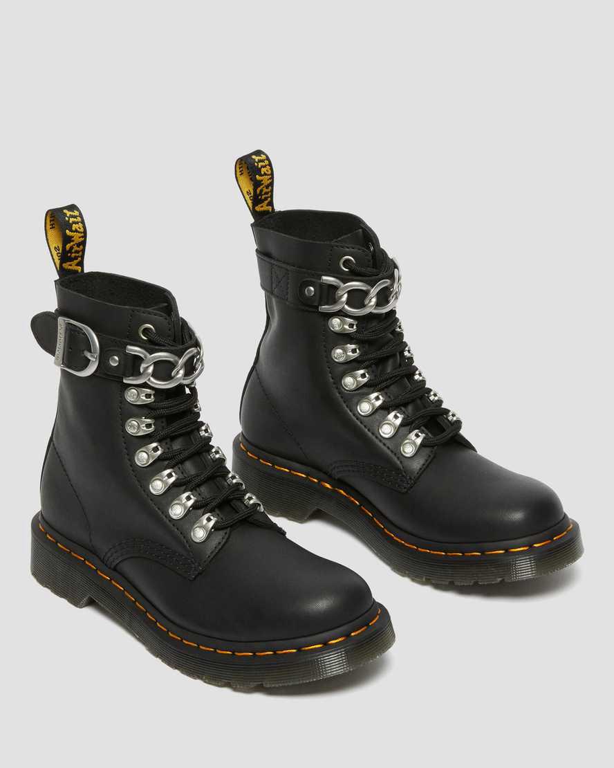 Dr Martens 1460 Pascal Chain Deri Dantel Up Kadın Bilek Boy Bot Siyah  Türkiye |  23579-PCIW