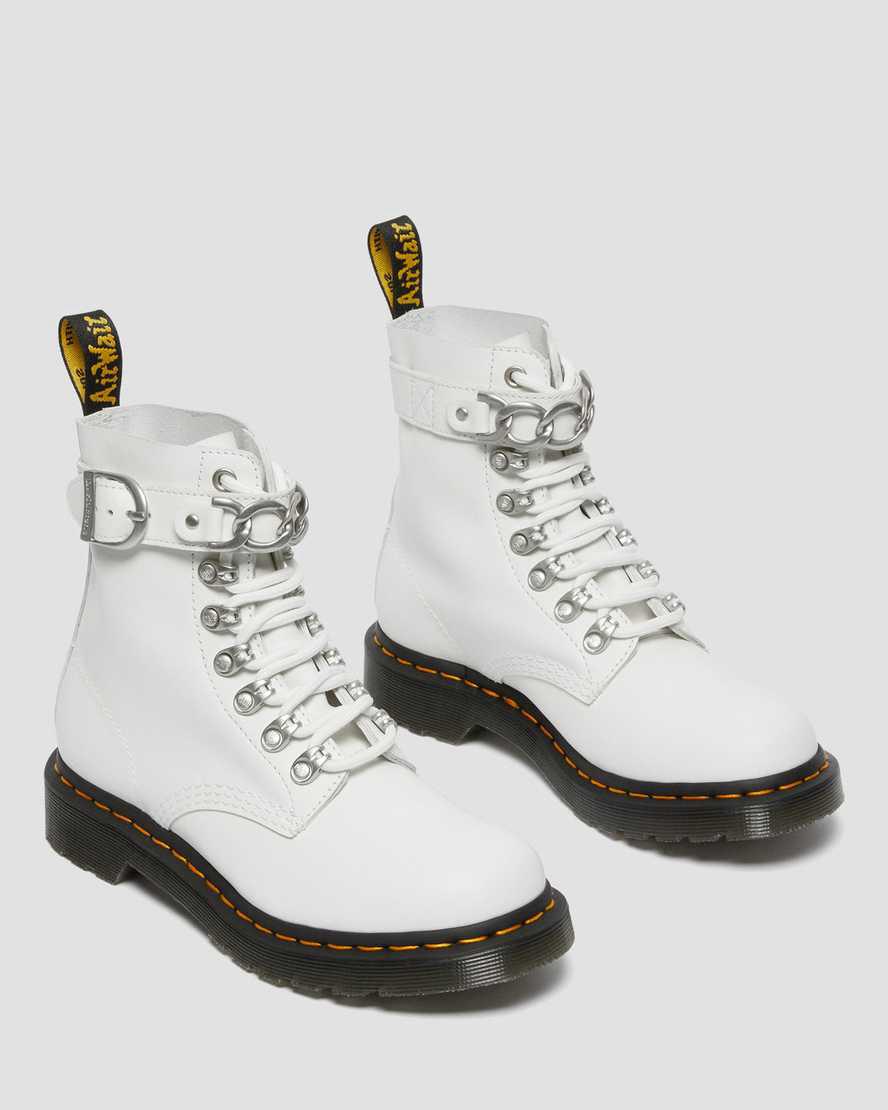 Dr Martens 1460 Pascal Chain Deri Dantel Up Kadın Bilek Boy Bot Beyaz  Türkiye |  46057-GVUF