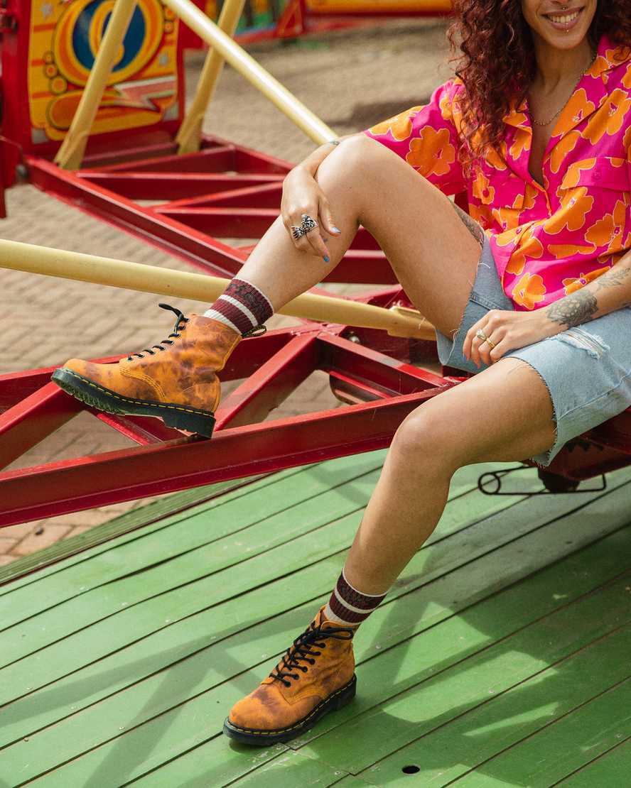 Dr Martens 1460 Pascal Tie Dye Deri Dantel Up Kadın Bilek Boy Bot Turuncu  Türkiye |  74309-WRNH