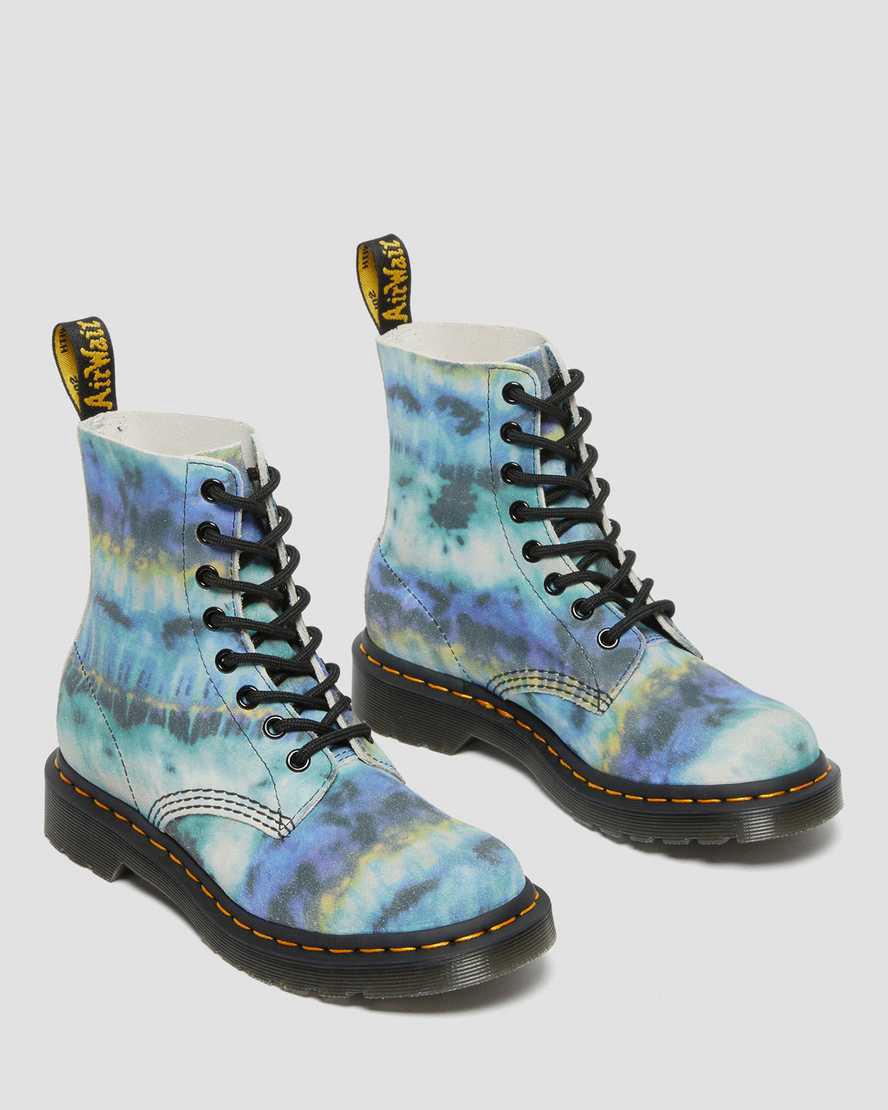 Dr Martens 1460 Pascal Tie Dye Deri Dantel Up Kadın Bilek Boy Bot Mavi  Türkiye |  91802-OTNB