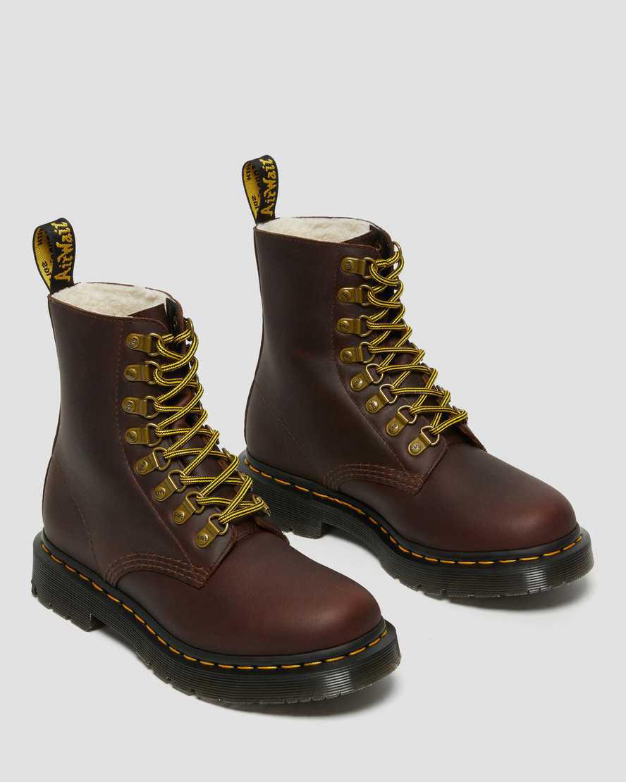 Dr Martens 1460 Pascal Wintergrip Deri Dantel Up Kadın Kışlık Botlar Kahverengi  Türkiye |  02684-GJIA