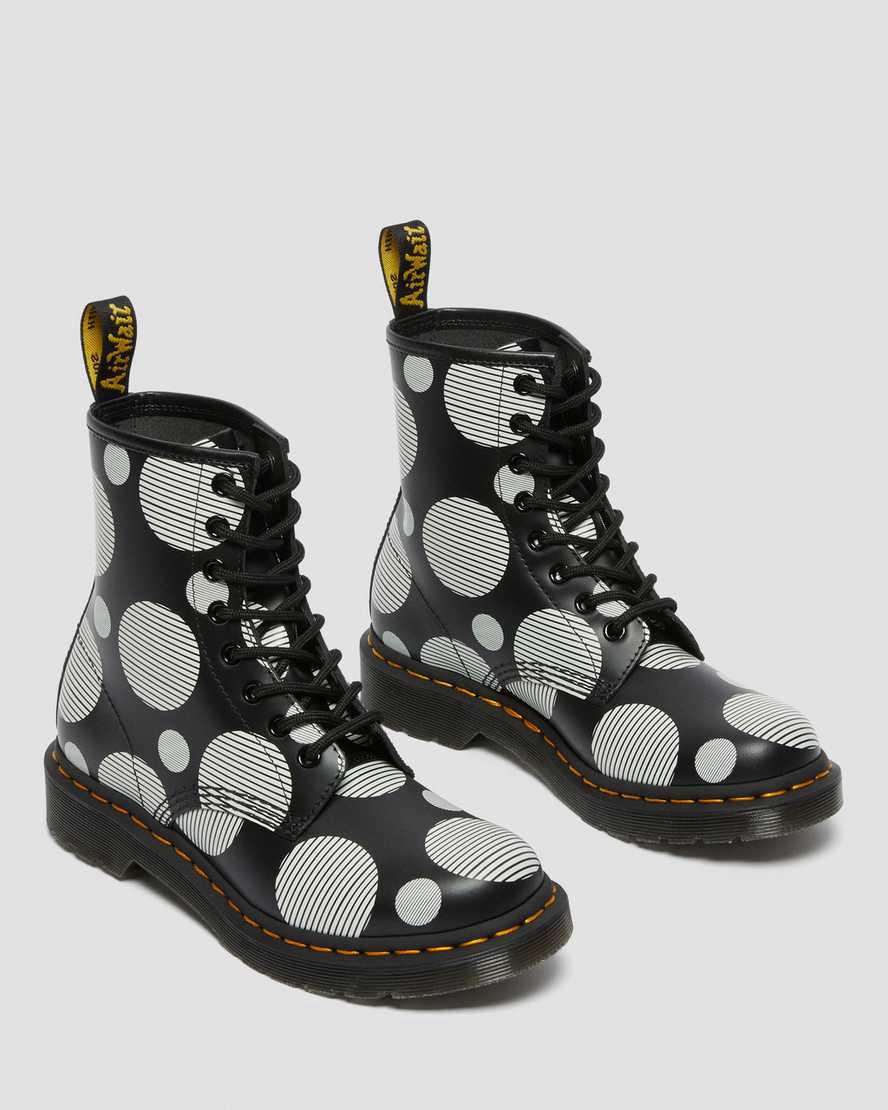 Dr Martens 1460 Polka Dot Smooth Deri Dantel Up Kadın Bilek Boy Bot Siyah  Türkiye |  67209-BNHX