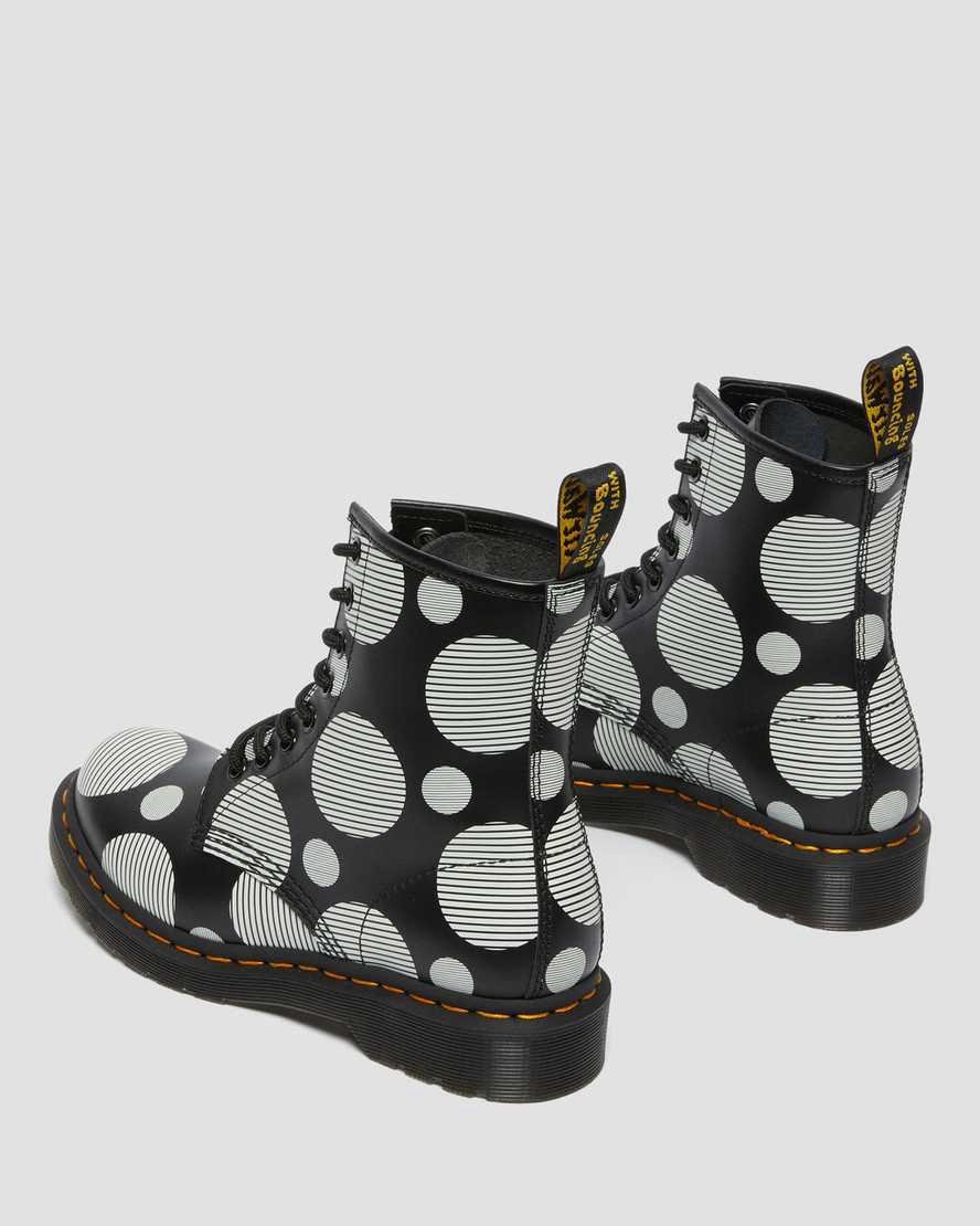 Dr Martens 1460 Polka Dot Smooth Deri Dantel Up Kadın Bilek Boy Bot Siyah  Türkiye |  67209-BNHX