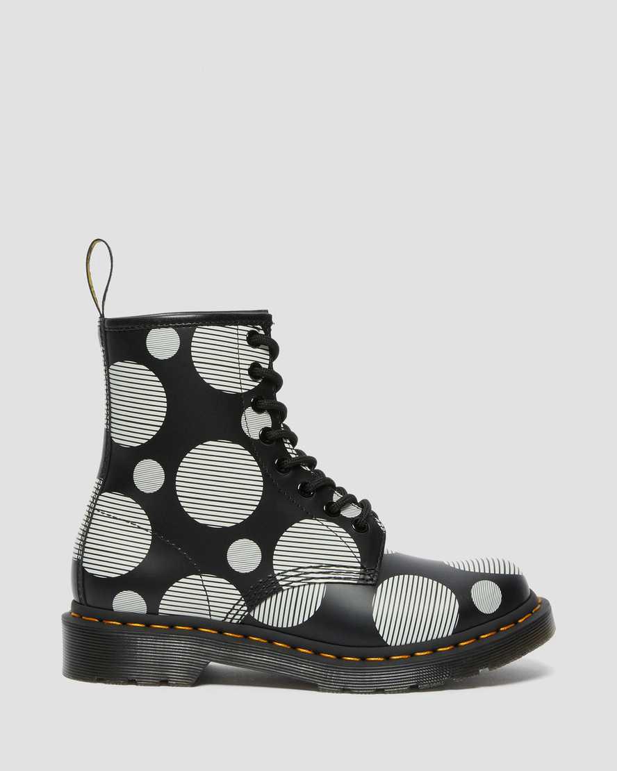 Dr Martens 1460 Polka Dot Smooth Deri Dantel Up Kadın Bilek Boy Bot Siyah  Türkiye |  67209-BNHX