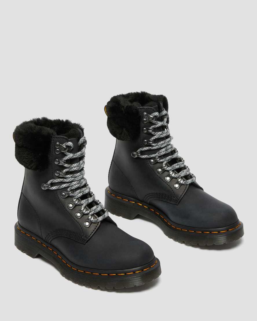 Dr Martens 1460 Serena Collar Faux Fur Astar Kadın Bağcıklı Bot Siyah  Türkiye |  04872-AFSE