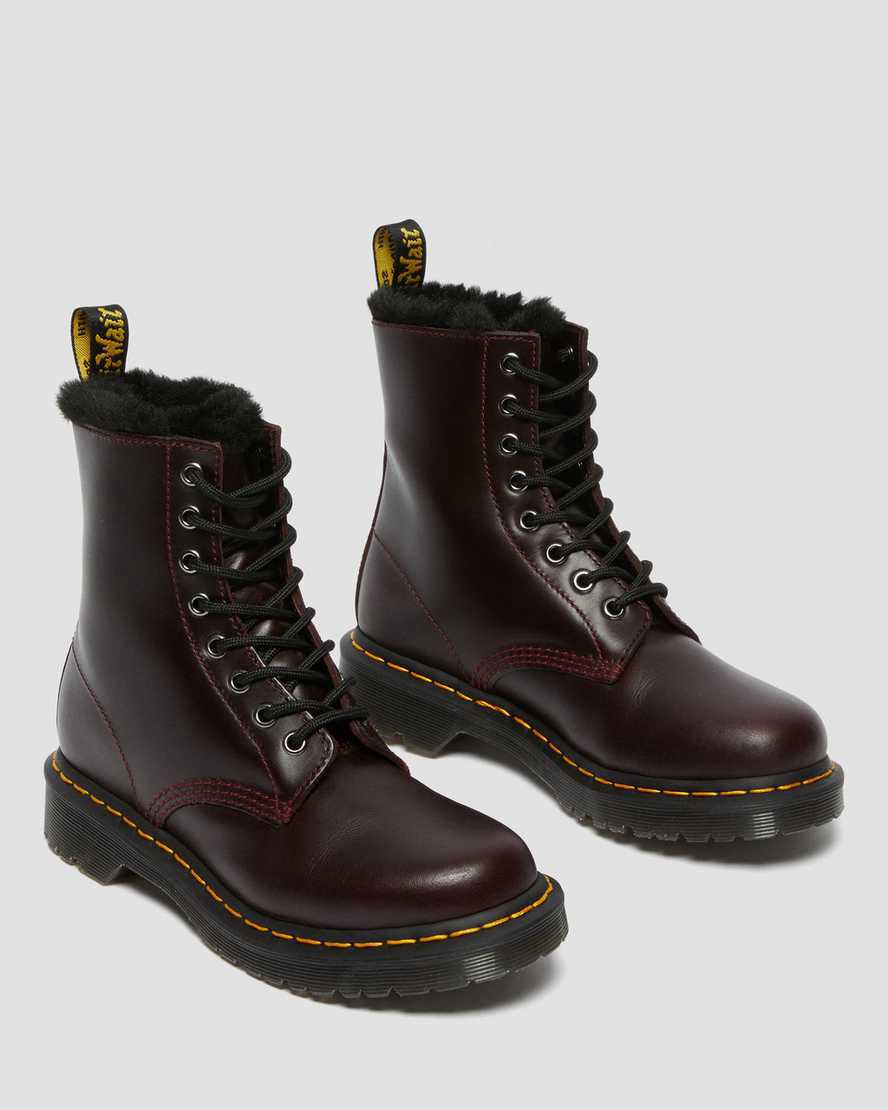 Dr Martens 1460 Serena Faux Fur Astar Dantel Up Kadın Bilek Boy Bot Bordo  Türkiye |  52386-HOUB