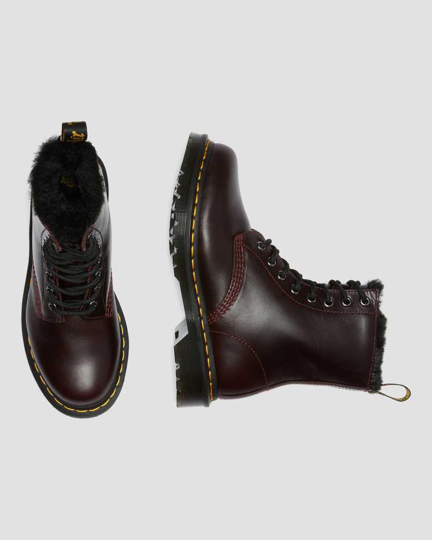 Dr Martens 1460 Serena Faux Fur Astar Dantel Up Kadın Bilek Boy Bot Bordo  Türkiye |  52386-HOUB