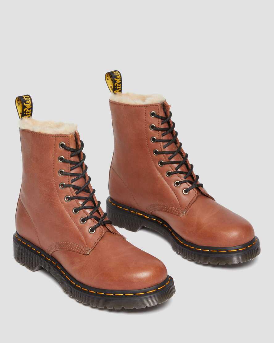 Dr Martens 1460 Serena Faux Fur-Astar Deri Kadın Bağcıklı Bot Kahverengi  Türkiye |  07341-CLXW