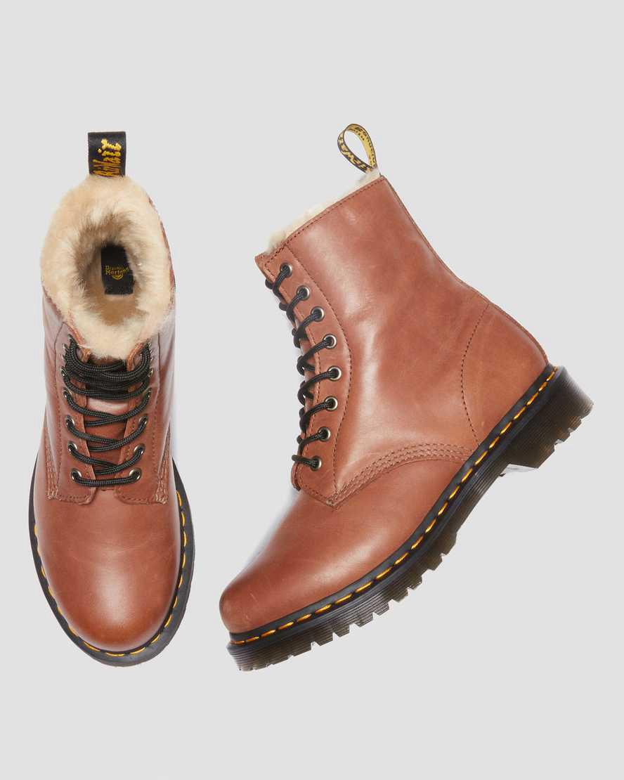 Dr Martens 1460 Serena Faux Fur-Astar Deri Kadın Bağcıklı Bot Kahverengi  Türkiye |  07341-CLXW