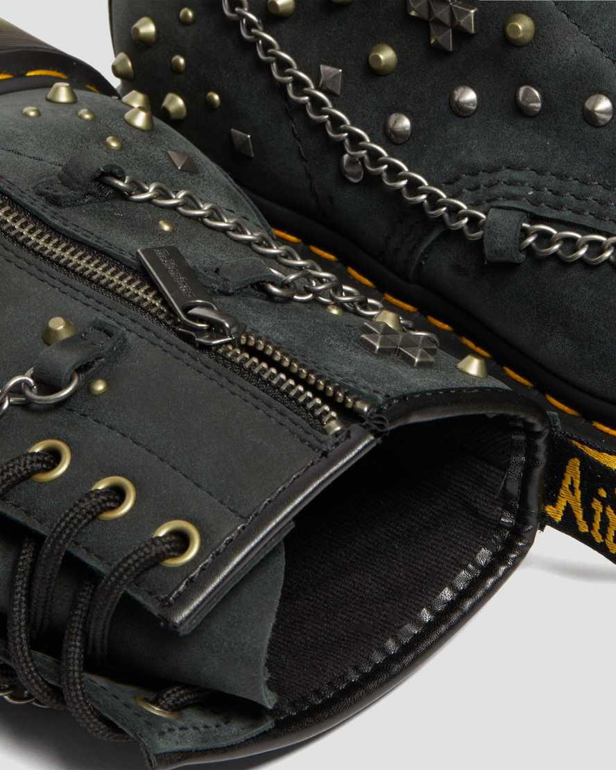 Dr Martens 1460 Studded Chain Deri Dantel Up Kadın Bilek Boy Bot Siyah  Türkiye |  14782-SCIZ