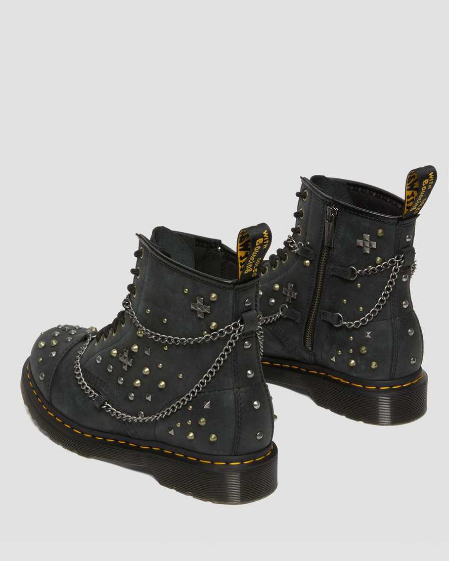 Dr Martens 1460 Studded Chain Deri Dantel Up Kadın Bilek Boy Bot Siyah  Türkiye |  14782-SCIZ