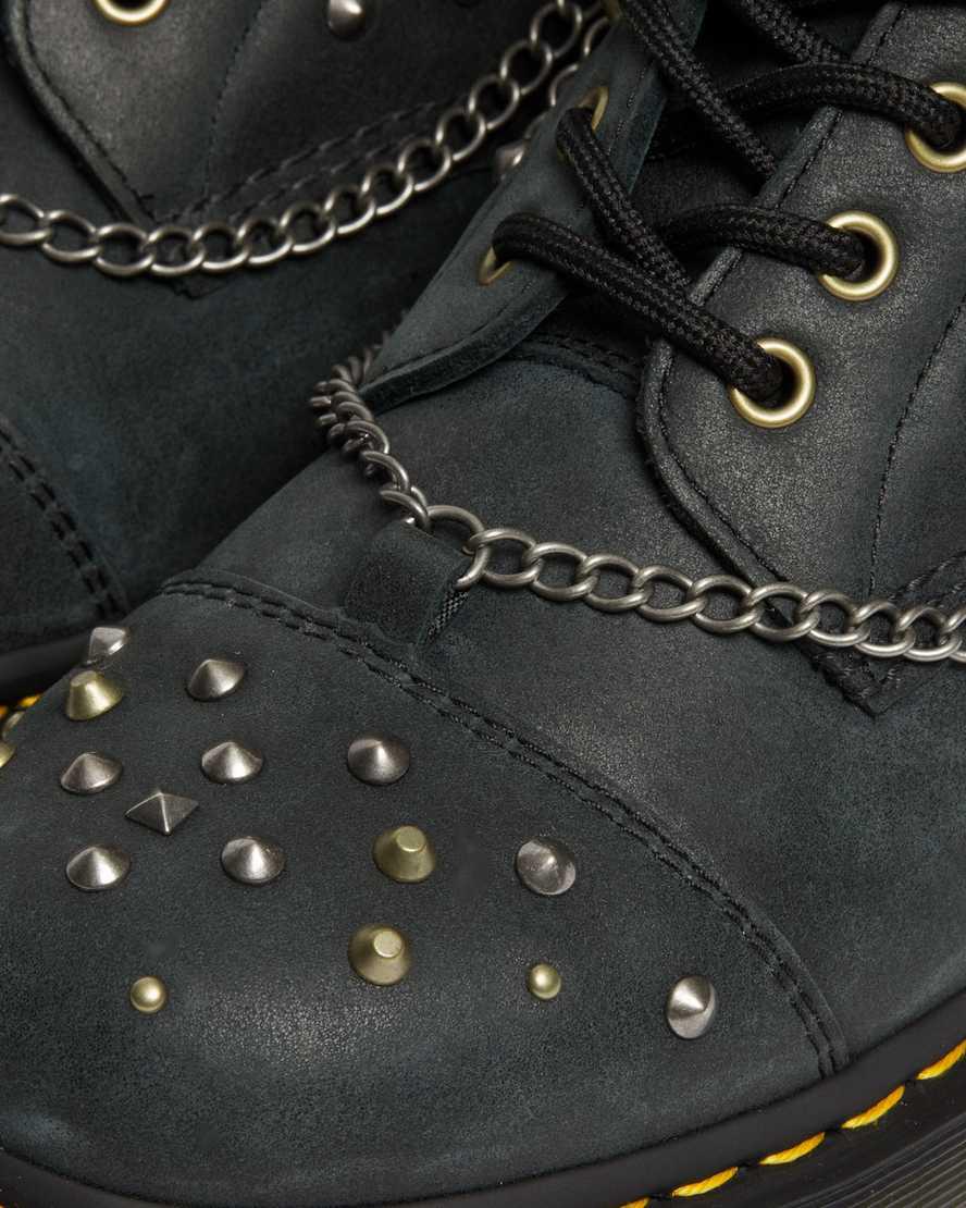 Dr Martens 1460 Studded Chain Deri Dantel Up Kadın Bilek Boy Bot Siyah  Türkiye |  14782-SCIZ