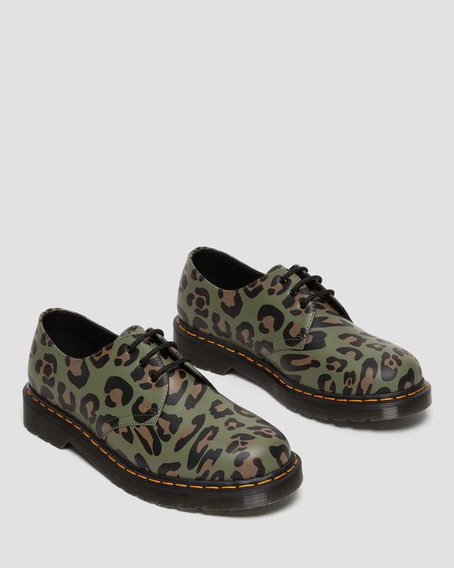 Dr Martens 1461 Distorted Leopard Print Kadın Oxford Ayakkabı Haki Yeşil  Türkiye |  60592-MXCO