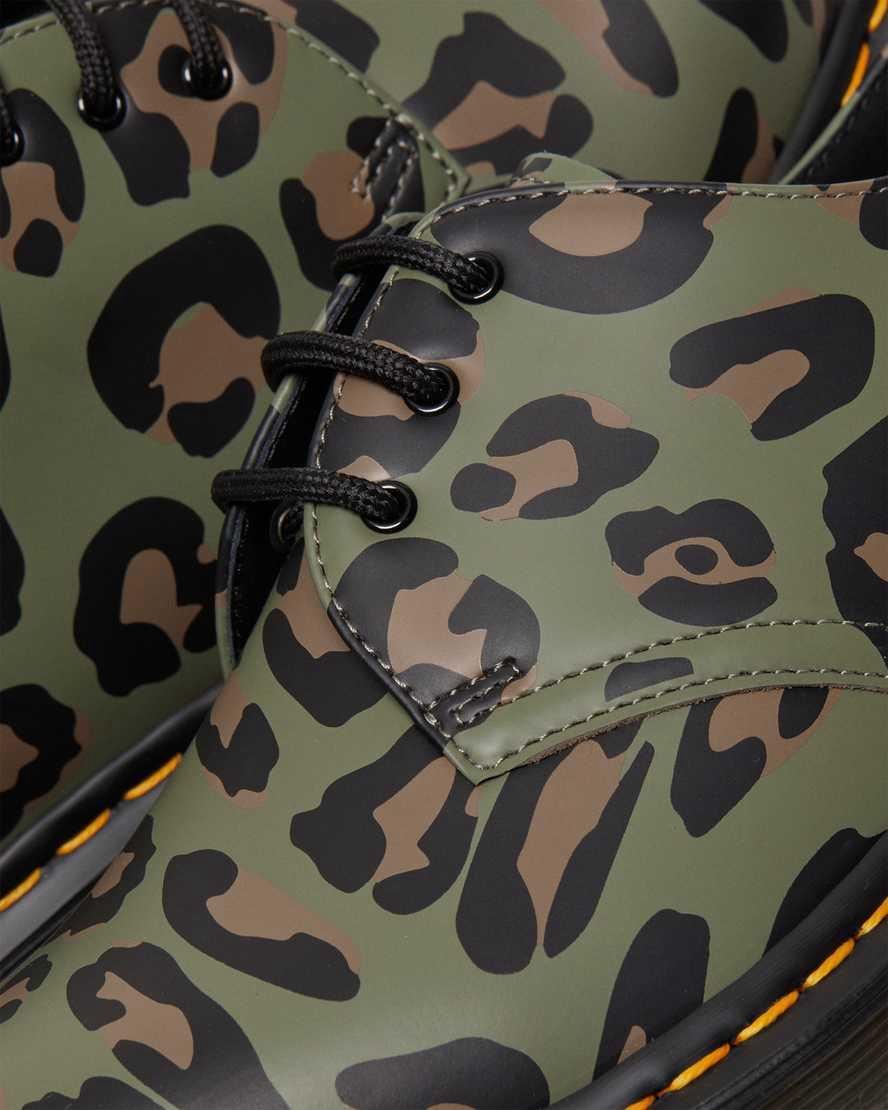 Dr Martens 1461 Distorted Leopard Print Kadın Oxford Ayakkabı Haki Yeşil  Türkiye |  60592-MXCO