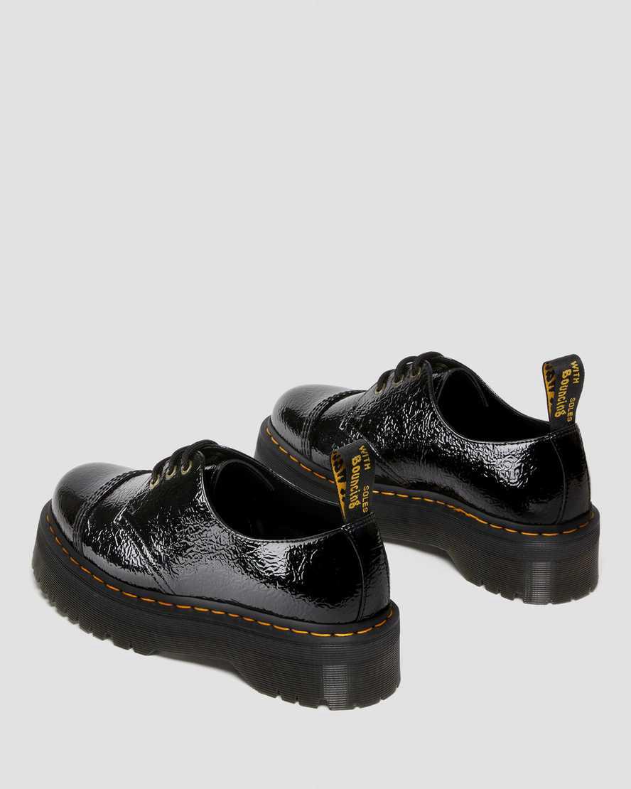 Dr Martens 1461 Distressed Rugan Deri Kadın Platform Ayakkabı Siyah  Türkiye |  57823-IZVS