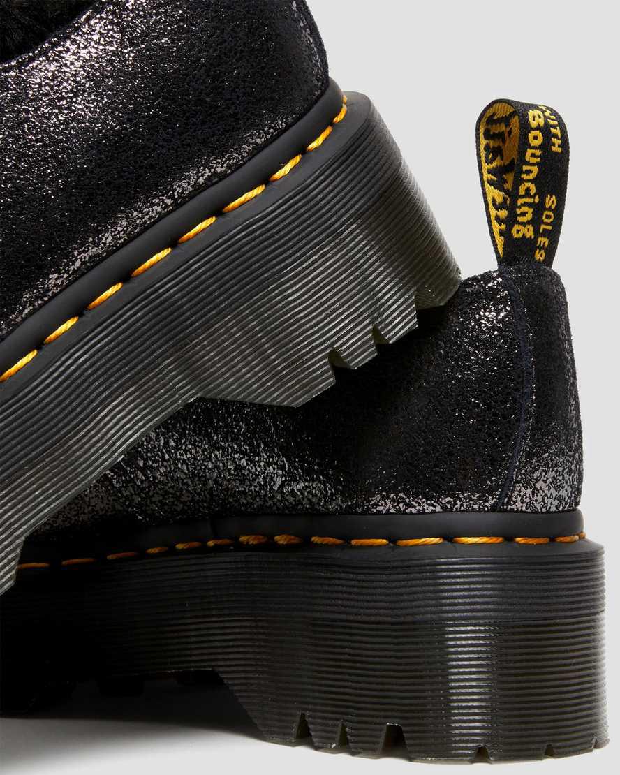 Dr Martens 1461 Faux Fur-Astar Metallic Deri Platform Kadın Kışlık Botlar Siyah  Türkiye |  64809-HZEB