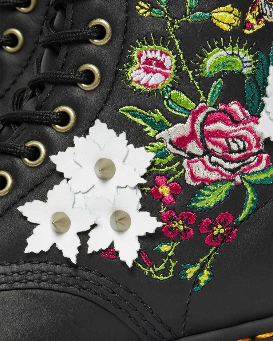 Dr Martens 1490 Floral Bloom Deri Mid Cut-Calf Kadın Originals Boots Siyah  Türkiye |  36514-APJD