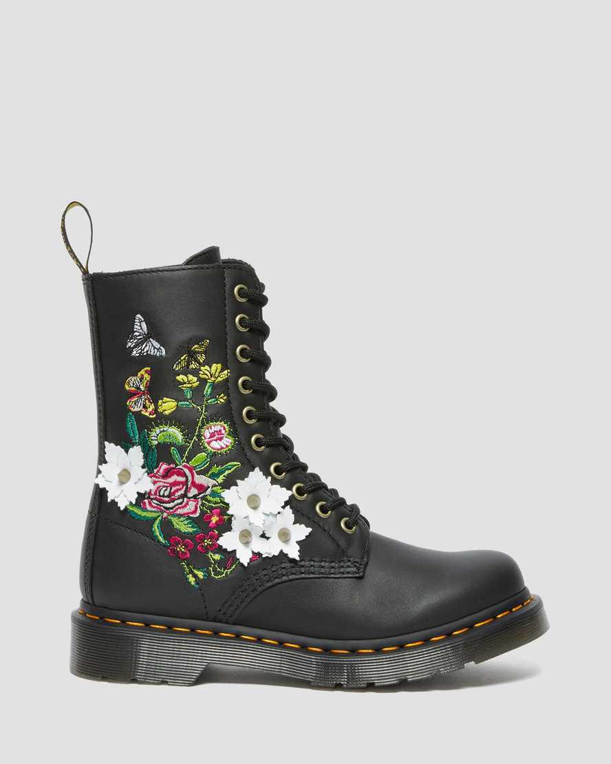 Dr Martens 1490 Floral Bloom Deri Mid Cut-Calf Kadın Originals Boots Siyah  Türkiye |  36514-APJD