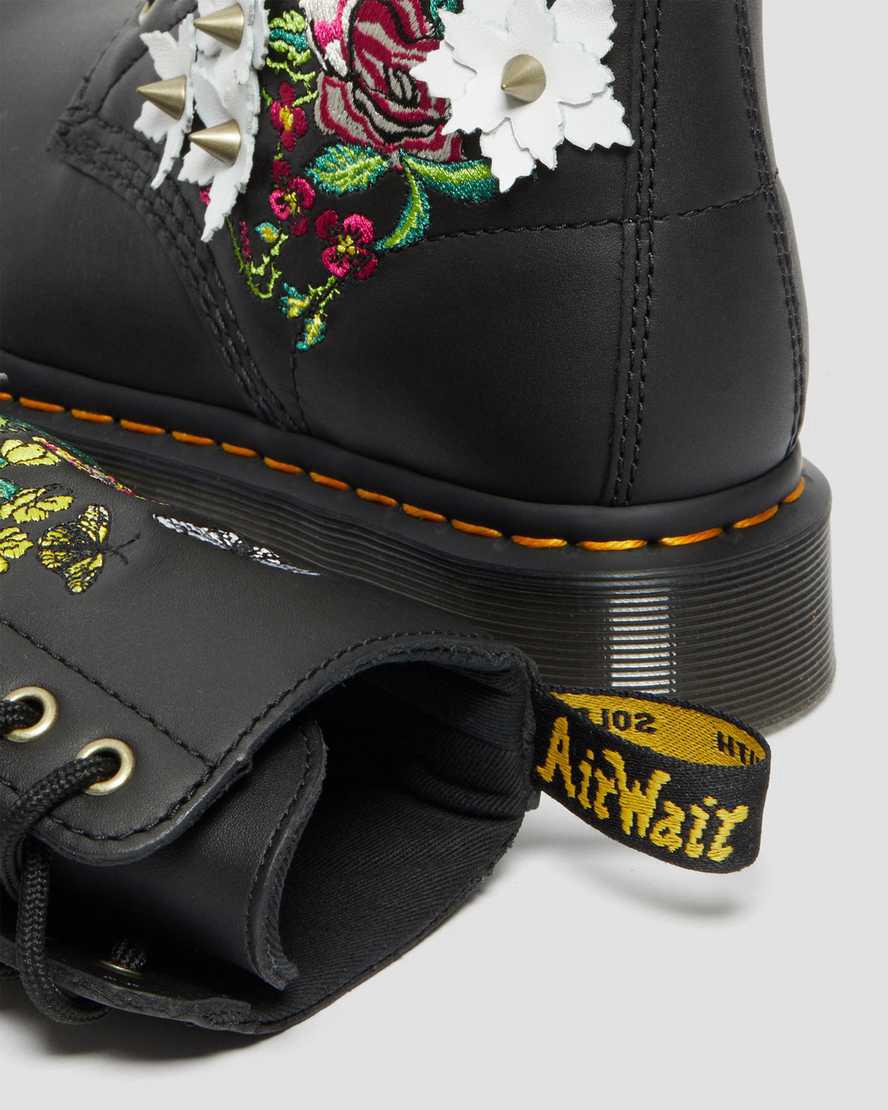 Dr Martens 1490 Floral Bloom Deri Mid Cut-Calf Kadın Originals Boots Siyah  Türkiye |  36514-APJD