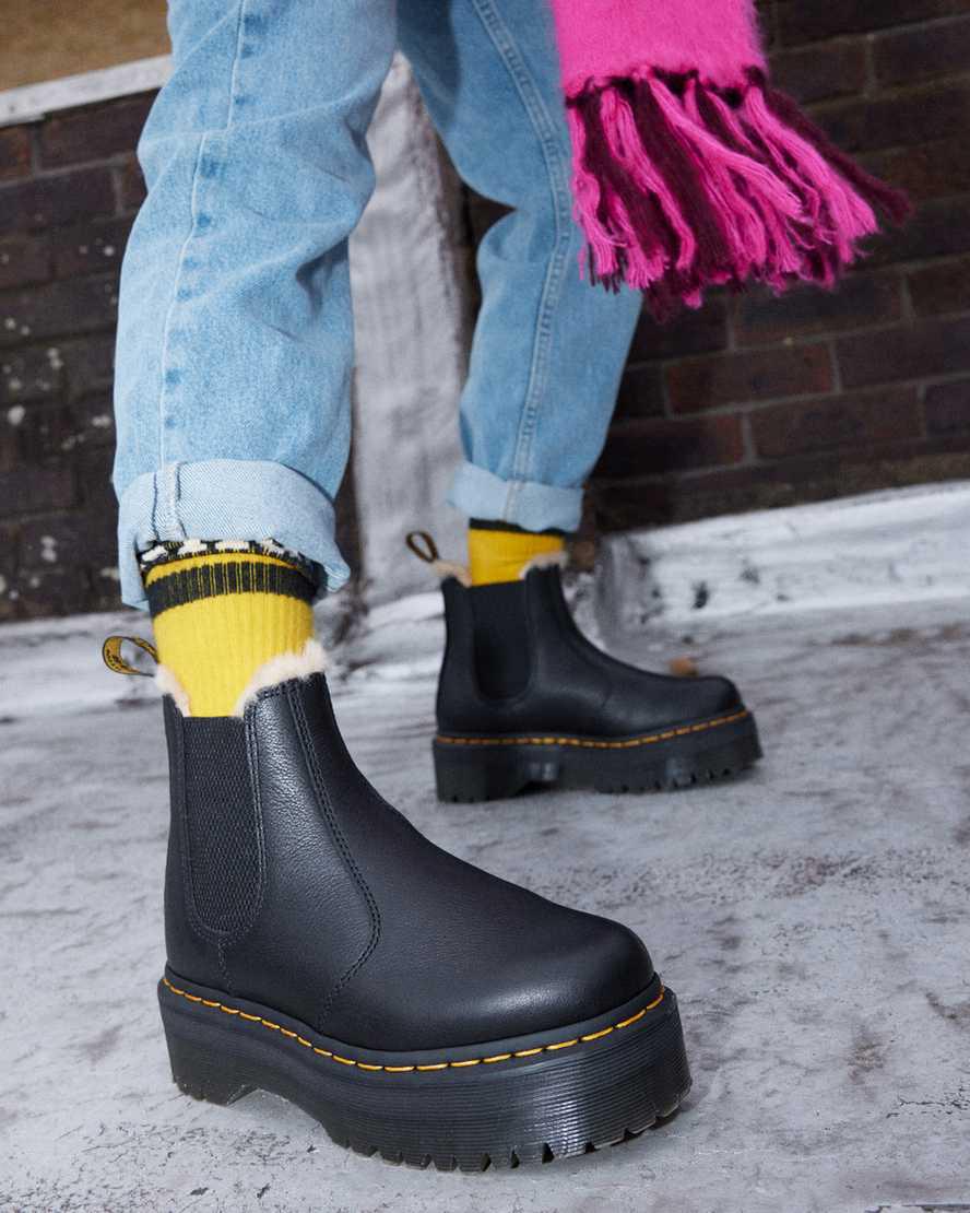 Dr Martens 2976 Faux Fur Astar Chelsea Erkek Kalın Taban Bot Siyah  Türkiye |  34256-QMJC