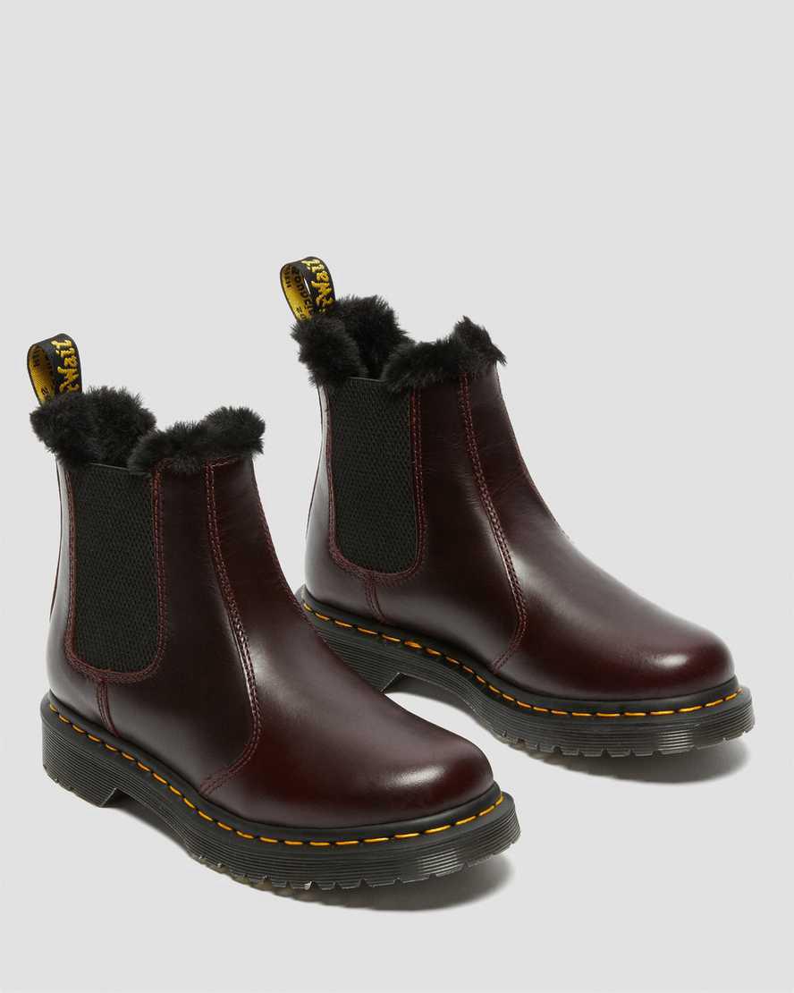 Dr Martens 2976 Leonore Faux Fur Astar Chelsea Kadın Bilek Boy Bot Bordo  Türkiye |  30478-HJGS