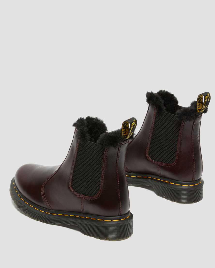 Dr Martens 2976 Leonore Faux Fur Astar Chelsea Kadın Bilek Boy Bot Bordo  Türkiye |  30478-HJGS