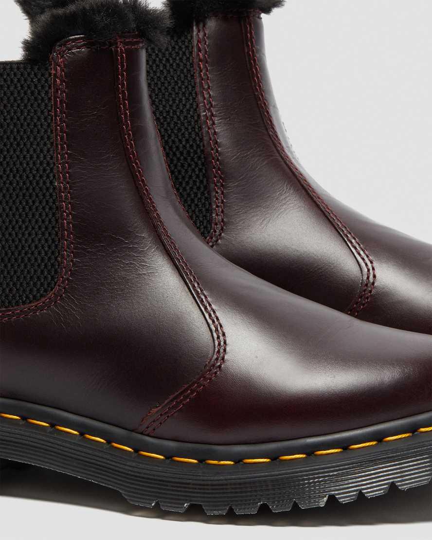 Dr Martens 2976 Leonore Faux Fur Astar Chelsea Kadın Bilek Boy Bot Bordo  Türkiye |  30478-HJGS