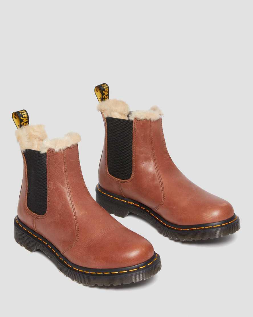 Dr Martens 2976 Leonore Faux Fur-Astar Chelsea Kadın Bilek Boy Bot Kahverengi  Türkiye |  38957-ZUGO