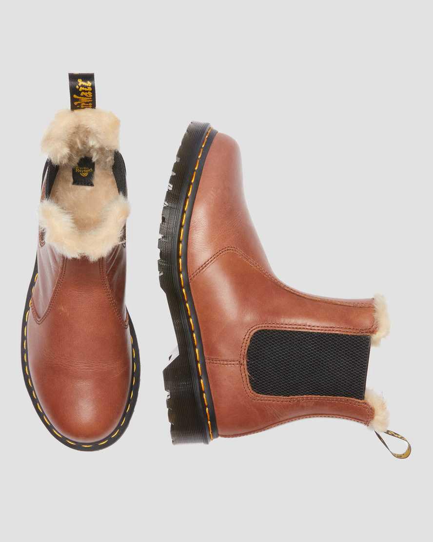 Dr Martens 2976 Leonore Faux Fur-Astar Chelsea Kadın Bilek Boy Bot Kahverengi  Türkiye |  38957-ZUGO