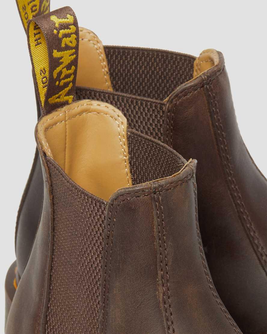 Dr Martens 2976 Yellow Stitch Crazy Horse Deri Chelsea Erkek Originals Boots Koyu Kahverengi  Türkiye |  29561-MBJN