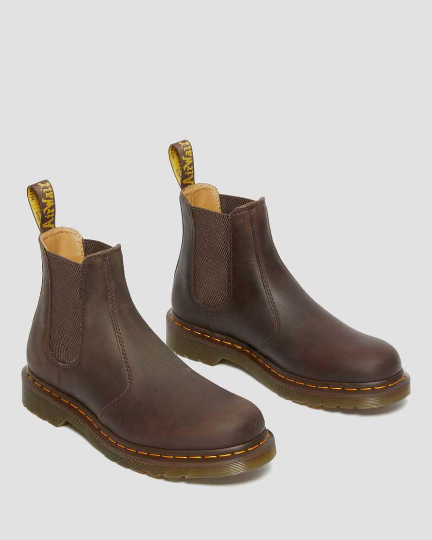 Dr Martens 2976 Yellow Stitch Crazy Horse Deri Chelsea Erkek Originals Boots Koyu Kahverengi  Türkiye |  29561-MBJN