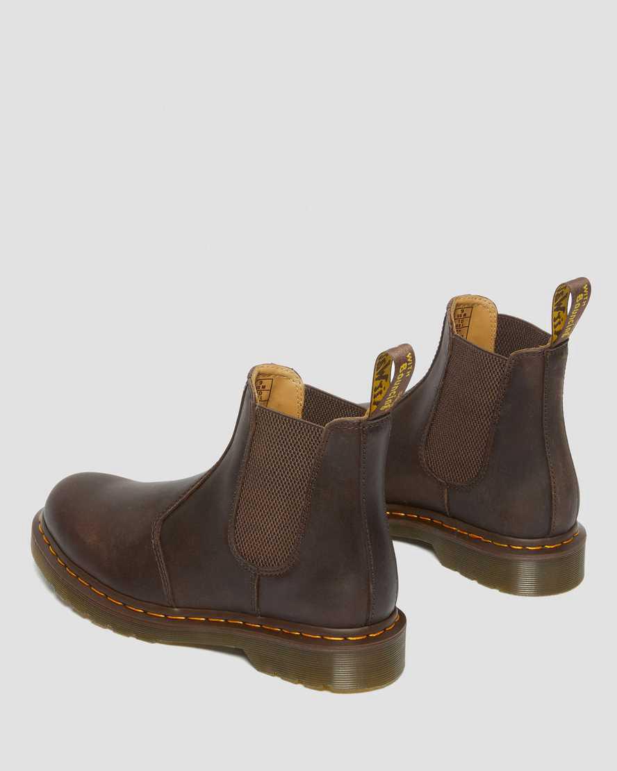 Dr Martens 2976 Yellow Stitch Crazy Horse Deri Chelsea Erkek Originals Boots Koyu Kahverengi  Türkiye |  29561-MBJN