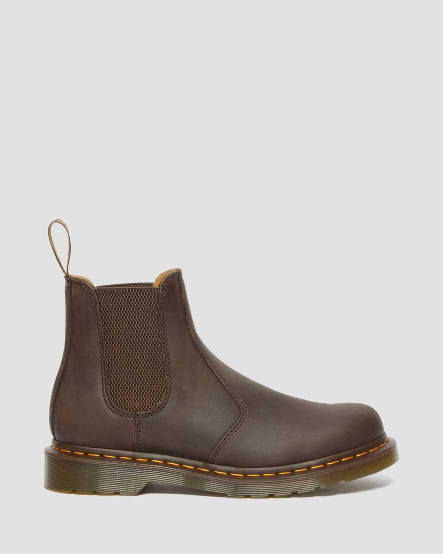 Dr Martens 2976 Yellow Stitch Crazy Horse Deri Chelsea Erkek Originals Boots Koyu Kahverengi  Türkiye |  29561-MBJN