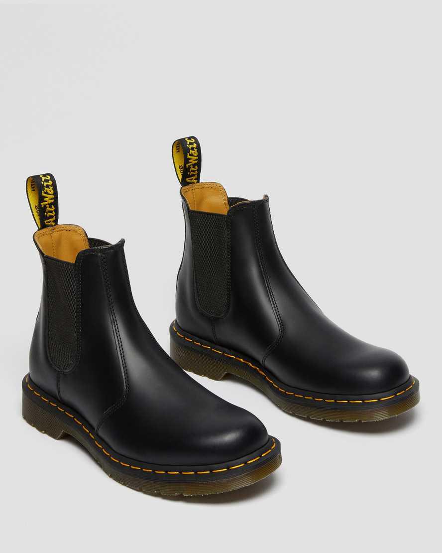 Dr Martens 2976 Yellow Stitch Smooth Deri Kadın Chelsea Bot Siyah  Türkiye |  05684-WXVG