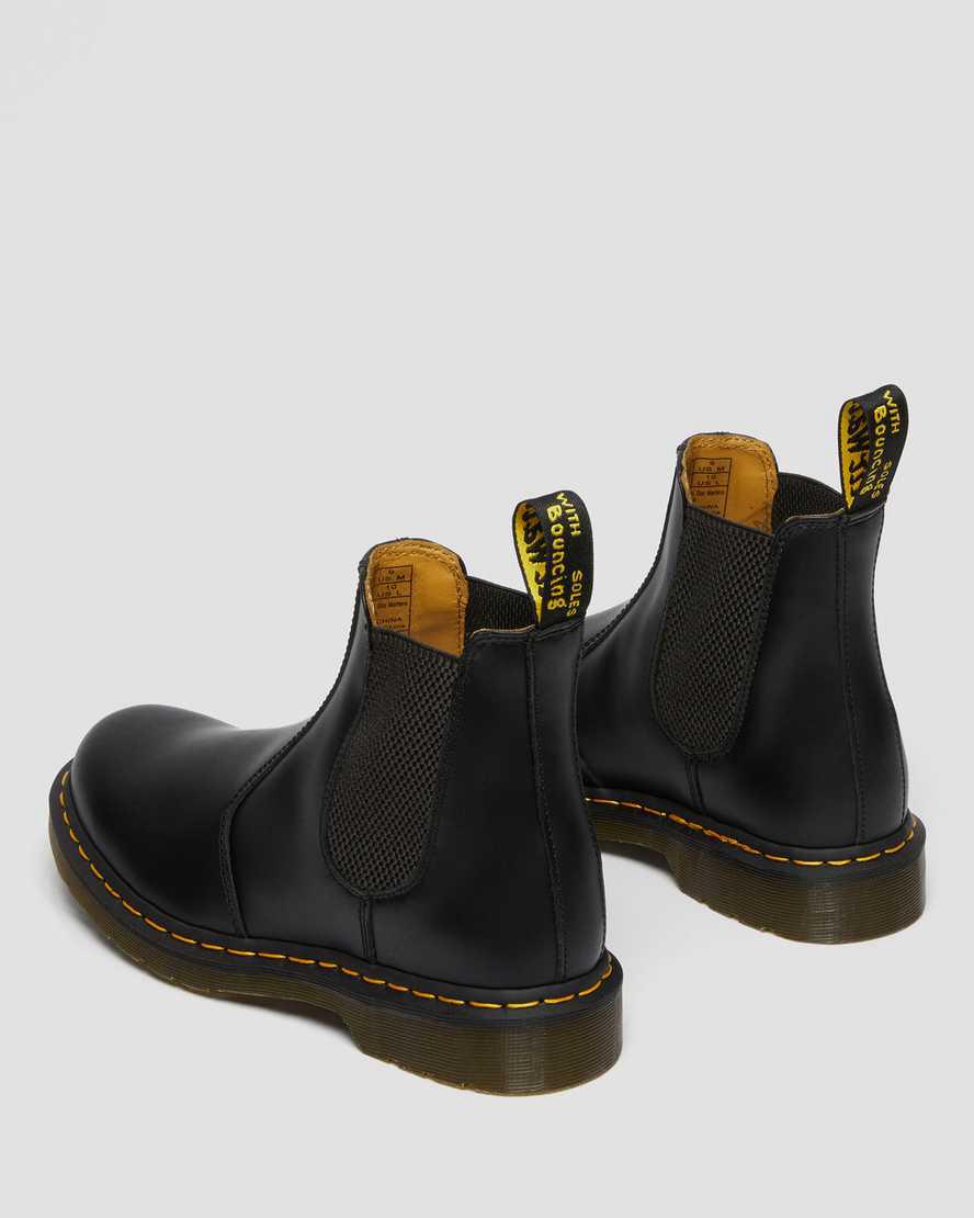 Dr Martens 2976 Yellow Stitch Smooth Deri Kadın Chelsea Bot Siyah  Türkiye |  05684-WXVG