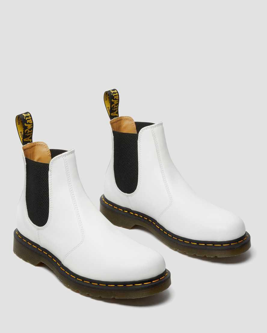 Dr Martens 2976 Yellow Stitch Smooth Deri Chelsea Erkek Originals Boots Beyaz  Türkiye |  41038-DXJK