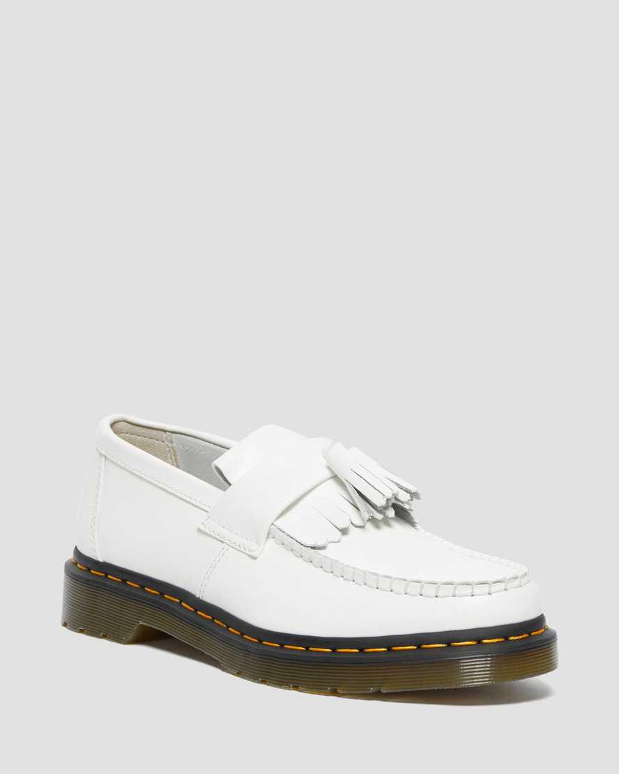 Dr Martens Adrian Yellow Stitch Deri Tassel Erkek Loafer Ayakkabı Beyaz  Türkiye |  34520-EJDU