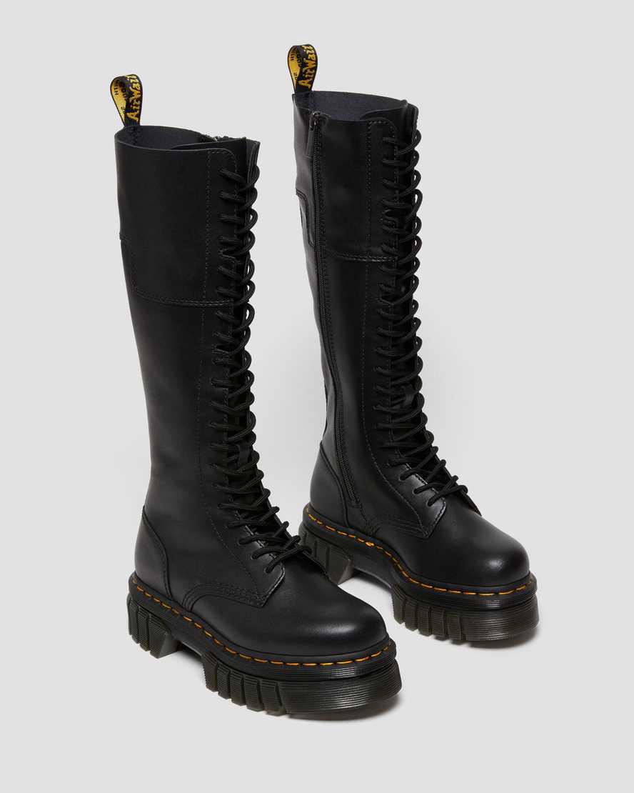 Dr Martens Audrick 20-Eye Deri Knee High Kadın Kalın Taban Bot Siyah  Türkiye |  82514-PACK