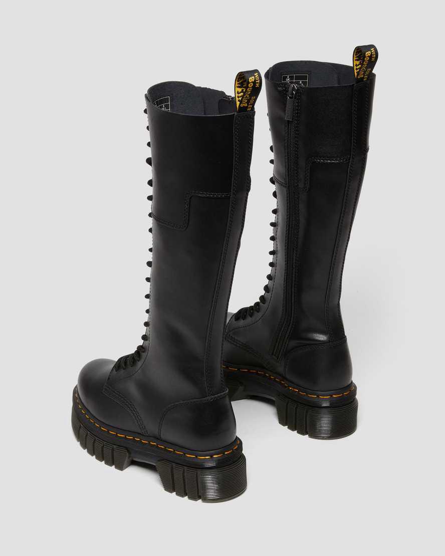 Dr Martens Audrick 20-Eye Deri Knee High Kadın Kalın Taban Bot Siyah  Türkiye |  82514-PACK